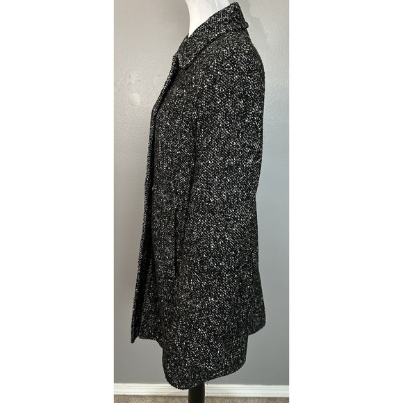 VTG London Fog Women Black Tweed Pea Coat Wool Blend Pockets Lined Jacket Size S - Picture 3 of 8